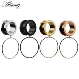2pcs Stainless Steel Ear Plugs Dangle Ear Piercing Flesh Tunnel