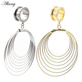 2pcs Stainless Steel Ear Plugs Dangle Ear Piercing Flesh Tunnel
