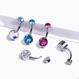 G23 Titanium Premium Gem Stone Belly Button Rings 14G Navel Piercing
