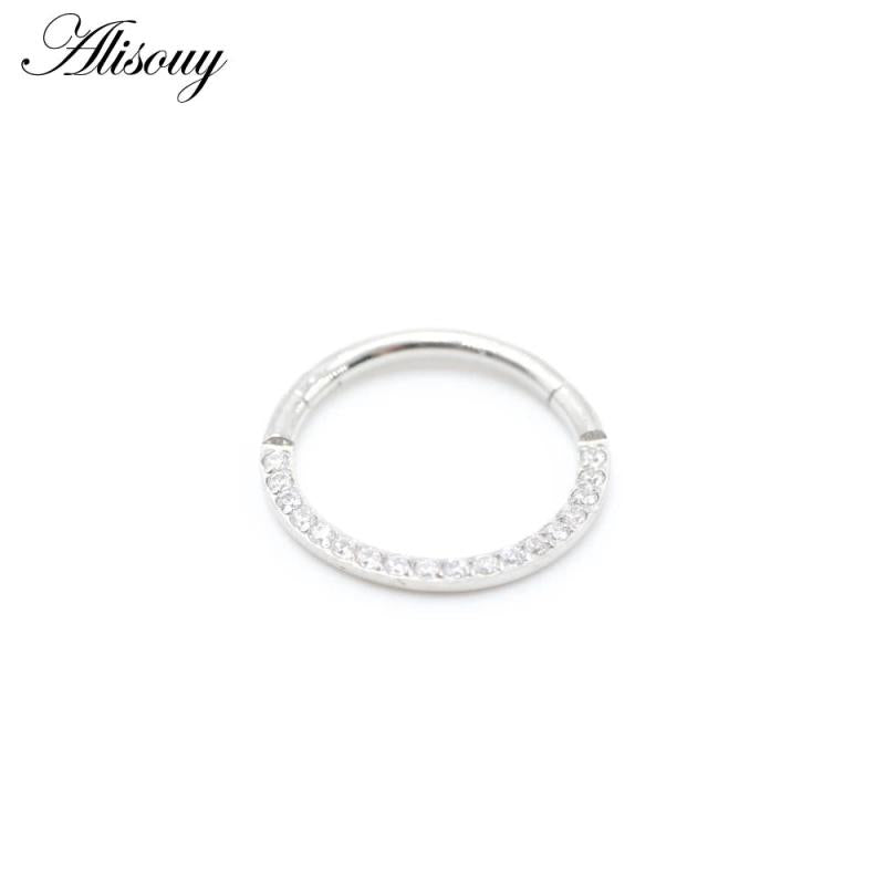 Crystal Zircon Cartilage Earring 316L Surgical Steel Clicker Nose Rings