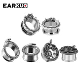 EARKUO Stainless Steel Ear Plugs Tunnels Stretchers Body Piercing Jewelry Earrin