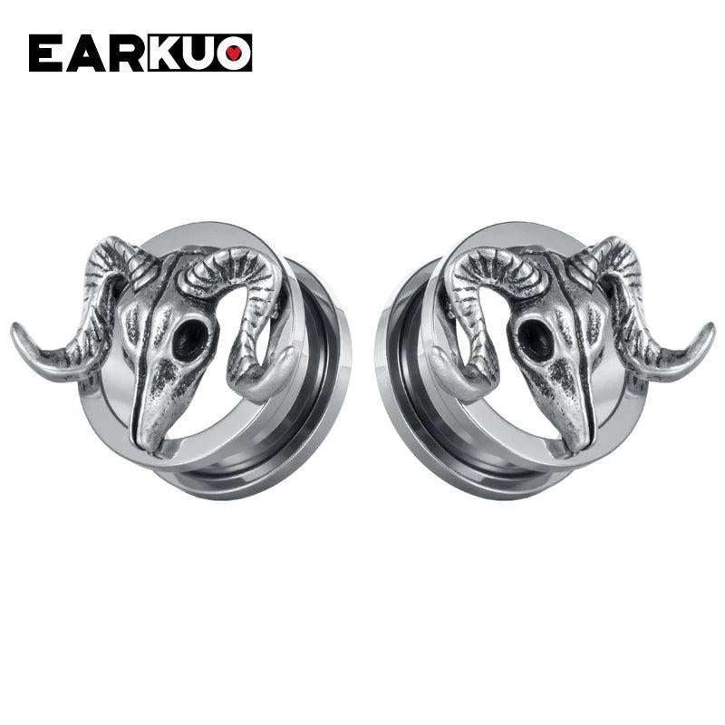 EARKUO Stainless Steel Animal Ear Tunnels Plugs Body Piercing Jewelry