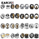 EARKUO Stainless Steel Animal Ear Tunnels Plugs Body Piercing Jewelry