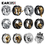 EARKUO Stainless Steel Animal Ear Tunnels Plugs Body Piercing Jewelry