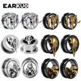 EARKUO Stainless Steel Animal Ear Tunnels Plugs Body Piercing Jewelry