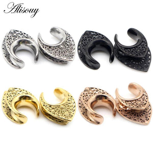 2pcs 8mm-30mm Water Drop Hollow Stainless Steel Ear Plugs Tunnels Expander