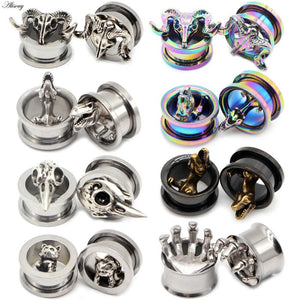 2pcs Dinosaur Earrings Plugs Stainless Steel