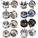 2pcs Dinosaur Earrings Plugs Stainless Steel