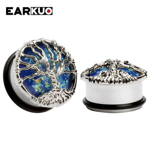 Flower Zircon Crystal Stainless Steel Ear Plugs Gauges Piercing