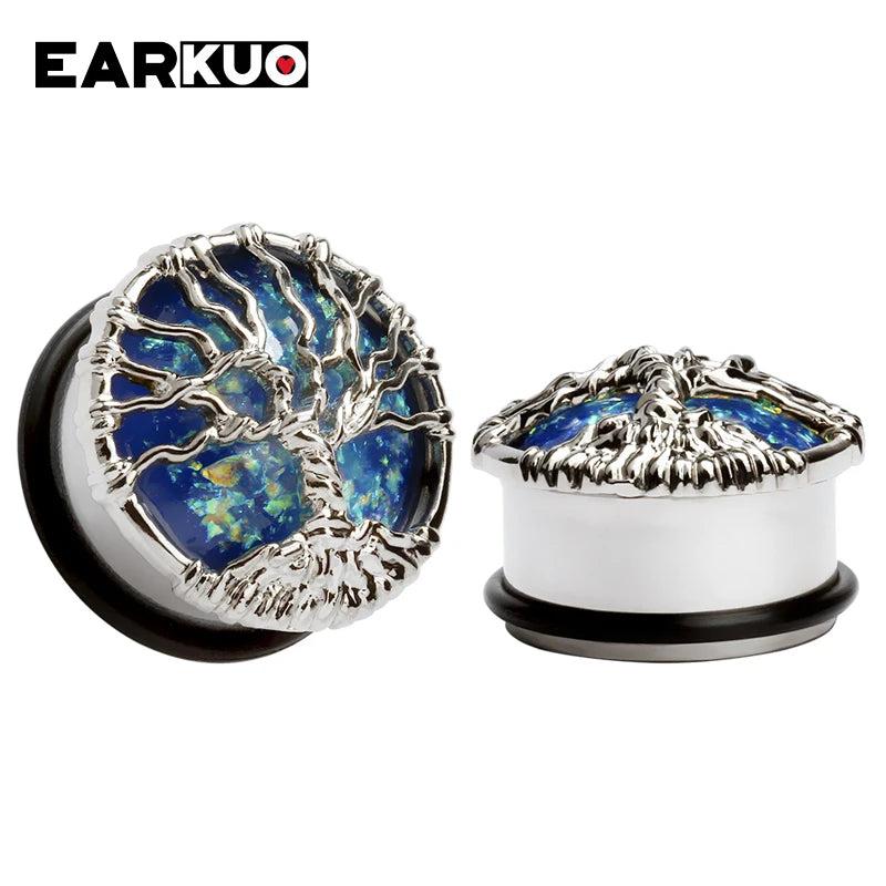Flower Zircon Crystal Stainless Steel Ear Plugs Gauges Piercing