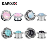 Flower Zircon Crystal Stainless Steel Ear Plugs Gauges Piercing