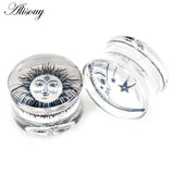 2pcs Wolf Fish Flower Feather Acrylic Ear Plugs Expanders Tunnels Earring