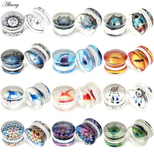 2pcs Wolf Fish Flower Feather Acrylic Ear Plugs Expanders Tunnels Earring