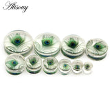 2pcs Wolf Fish Flower Feather Acrylic Ear Plugs Expanders Tunnels Earring