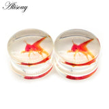 2pcs Wolf Fish Flower Feather Acrylic Ear Plugs Expanders Tunnels Earring