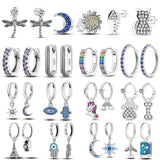 925 Silver Heart Hoop Earrings Women's Jewelry