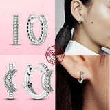 925 Silver Heart Hoop Earrings Women's Jewelry