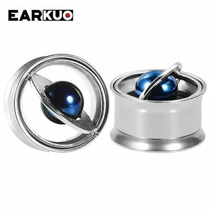 EARKUO Ear Tunnels Plugs Stainless Steel Piercing Body Jewelry 2PCS