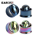 EARKUO Ear Tunnels Plugs Stainless Steel Piercing Body Jewelry 2PCS