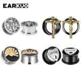 EARKUO Ear Tunnels Plugs Stainless Steel Piercing Body Jewelry 2PCS