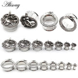 2pcs 6-25mm Unique Stainless Steel Snake Head Ear Tunnels Plugs Body Piercing