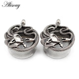 2pcs 6-25mm Unique Stainless Steel Snake Head Ear Tunnels Plugs Body Piercing