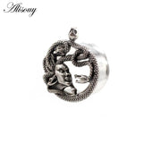 2pcs 6-25mm Unique Stainless Steel Snake Head Ear Tunnels Plugs Body Piercing