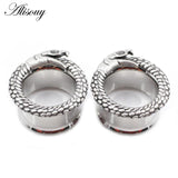 2pcs 6-25mm Unique Stainless Steel Snake Head Ear Tunnels Plugs Body Piercing