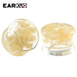 EARKUO Flower Acrylic Ear Plugs Gauges Tunnels 2PCS