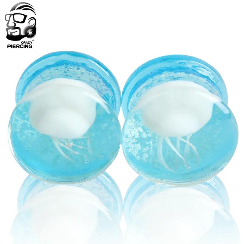 Glass Ear Plugs Ocean Jellyfish Glow In The Dark Ear Tunnels