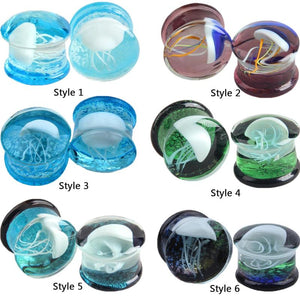 Glass Ear Plugs Ocean Jellyfish Glow In The Dark Ear Tunnels