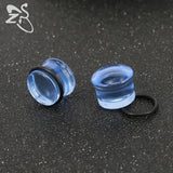 ZS 2PCS 5-16MM Glass Ear Expander Ear Tunnels Gauges Body Piercing Jewelry