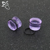ZS 2PCS 5-16MM Glass Ear Expander Ear Tunnels Gauges Body Piercing Jewelry