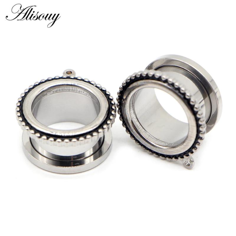2pcs Stainless Steel Ear Gauges Dangle Plugs