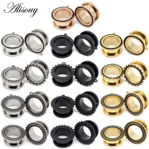 2pcs Stainless Steel Ear Gauges Dangle Plugs