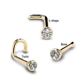 20G Zircon Gem Bone Nose Stud Piercing Anodized Rose Nose Ring CZ Nose Jewelry