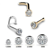 20G Zircon Gem Bone Nose Stud Piercing Anodized Rose Nose Ring CZ Nose Jewelry
