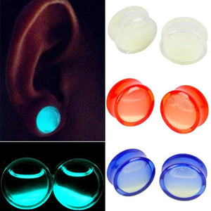 2 PCS Glow In Dark Acrylic Ear Plugs Tunnel Flesh Expander