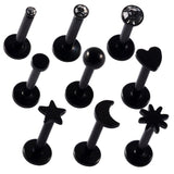 9PCS Surgical Steel Labret Studs Mixed Shapes Lip Piercing Moon Heart
