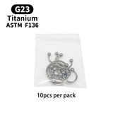 50 PCS Titanium Eyebrow Labret Lip Stud Septum Nose Ring Body Jewelry