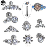 Titanium Steel CZ Labret Stud Lip Bar Cartilage Piercing 16g