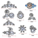 Titanium Steel CZ Labret Stud Lip Bar Cartilage Piercing 16g