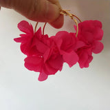 Cloth Flower Hoop Earrings for Women