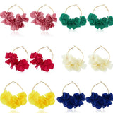 Cloth Flower Hoop Earrings for Women