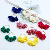 Cloth Flower Hoop Earrings for Women