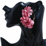 Cloth Flower Hoop Earrings for Women