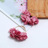 Cloth Flower Hoop Earrings for Women