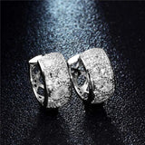 Geometrical Silver Cross Earrings with CZ Zircon Hoop for Women