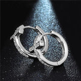 Geometrical Silver Cross Earrings with CZ Zircon Hoop for Women