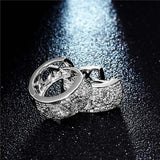 Geometrical Silver Cross Earrings with CZ Zircon Hoop for Women